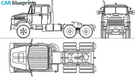 2007 KrAZ 64431 6x4 Truck blueprint